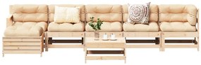7 pcs conjunto lounge de jardim pinho maciço