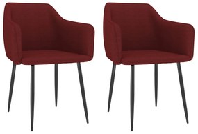 vidaXL Cadeiras de jantar 2 pcs tecido vermelho tinto