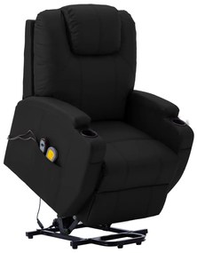 vidaXL Poltrona massagens elevatória couro artificial preto