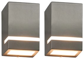 vidaXL Candeeiros de parede exterior 2 pcs 35 W retangular prateado