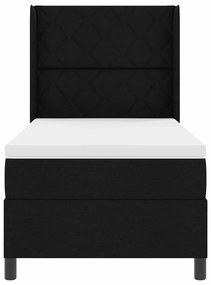 Cama Box com Colchão e LED, Preto, 90x200 cm, Tecido.