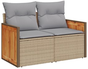 Conjunto de Sofás de Jardim de 11 Peças com Almofadas Bege Poliratan A