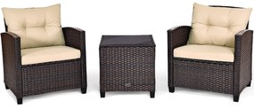 Conjunto de 3 Peças em Vime para Exterior "Eskil" - 2 Poltronas e 1 Me