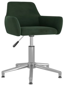 Cadeira de jantar giratória veludo verde-escuro