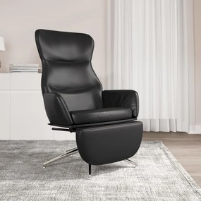 vidaXL Cadeira de descanso com apoio couro artificial preto brilhante