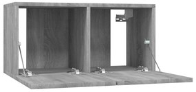 Móveis TV suspensos 3 pcs madeira processada 60x30x30 cm cinza