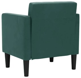 Poltrona com apoio de braços 53 cm veludo verde-escuro