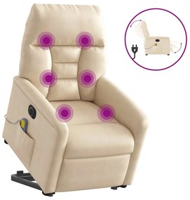 Poltrona massagens elétrica elevatória tecido microfibra bege