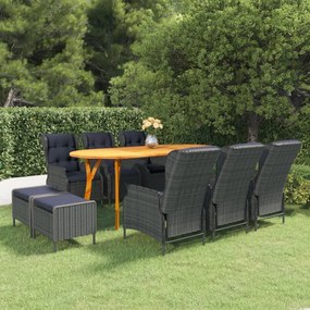 vidaXL 9 pcs conjunto de jantar para jardim cinzento-escuro