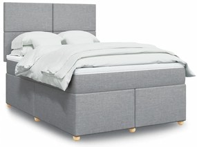 vidaXL Cama com molas/colchão 160x200 cm tecido cinzento-claro