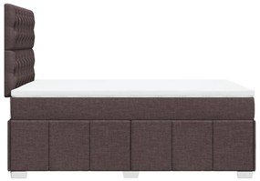 Cama boxspring com colchão 120x190 cm tecido castanho-escuro