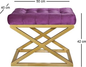 Pouffe Capraz – Dourado e Roxo – 50x42x40 cm