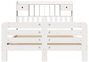 Cama com estante sem colchão 160x200 cm pinho maciço branco