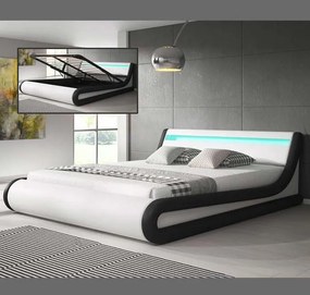 Cama Hidráulica com Arrumação "Patricia" - 150x190 cm - Branco/Preto -
