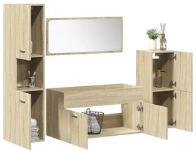 vidaXL 4 pcs conj. móveis casa banho derivados madeira carvalho sonoma