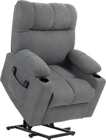 HOMCOM Poltrona para idosos com assistência de elevação, função de reclinar, incl. controle remoto, 144 cm x 91 cm x 88 cm, Cinza | Aosom Portugal