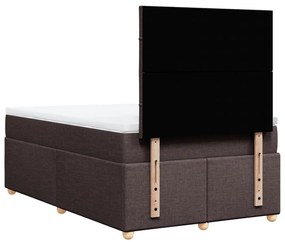Cama boxspring com colchão 120x190 cm tecido castanho-escuro