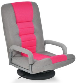 Sofá-cadeira rebatível ajustável em 6 posições com base giratória de 360° para ler e relaxar 61-87 x 55 x 75 cm Rosa