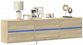 Móvel de parede p/ TV c/ luzes LED 180x31x45 cm carvalho sonoma