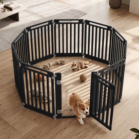Recinto para Cães com 9 Painéis Modulares, 53 x 81 cm, Utilização no Interior e Exterior, Preto