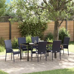 vidaXL Conjunto de Jantar de Jardim de 7 Peças - Rattan Sintético Preto