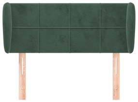 Cabeceira de cama c/ abas veludo 93x23x78/88 cm verde-escuro