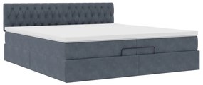 moldura de cama otomana vidaXL com colchão cinza escuro veludo