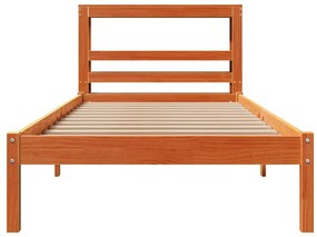 Estrutura cama c/ cabeceira 75x190 cm pinho maciço castanho-mel