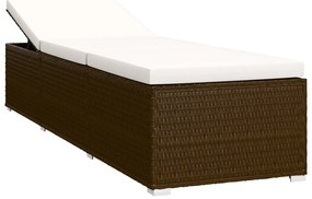 Espreguiçadeira com almofadão e mesa de centro vime PE castanho
