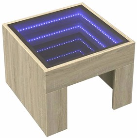 Mesa de cabeceira c/ LED Infinity 40x40x30 cm carvalho sonoma