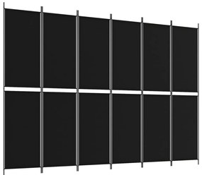 Divisória de quarto com 6 painéis 300x220 cm tecido preto