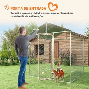 PawHut Canil de Exterior para Cães Médios Gaiola para Cães com Fechadu