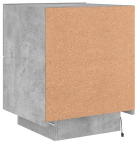 Mesa de cabeceira c/ luzes LED derivados madeira cinza cimento