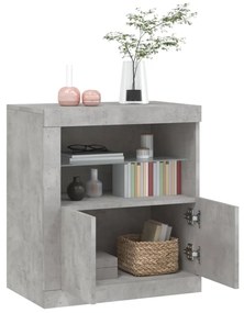 Aparador com luzes LED 60,5x37x67 cm cinzento cimento