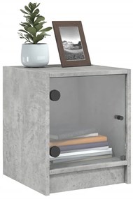 Mesa cabeceira c/ porta vidro 2 pcs 35x37x42cm cinzento cimento