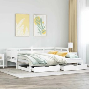Sofá-cama com gavetão e gavetas sem colchão 90x200 cm branco