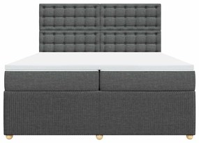 Cama com molas/colchão 200x200 cm tecido cinzento-escuro