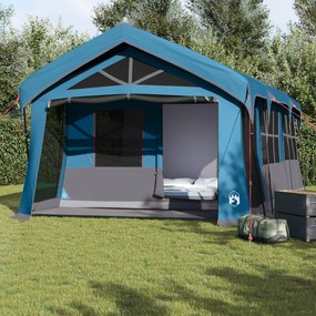 vidaXL Barraca de Camping com Janelas Azuis para 10 Pessoas Impermeável