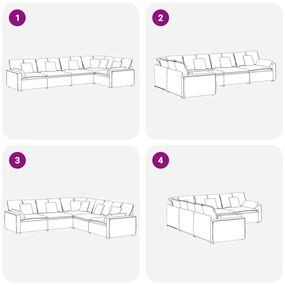 Sofá modular com almofadas veludo cinzento-escuro