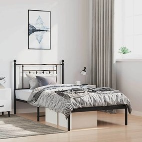 vidaXL Estrutura de cama com cabeceira 100x190 cm metal preto