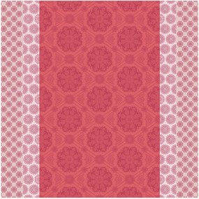 Toalha de mesa jacquard com revestimento acrílico Mille Rosaces Framboise