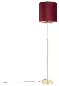 Candeeiro de pé dourado/latão com abajur de veludo vermelho 40/40 cm - Parte Clássico / Antigo