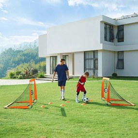 Conjunto de 2 balizas de futebol com acessórios de treino 120 x 91 x 91 cm para crianças laranja