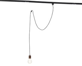 Sistema de calhas monofásico com 3 focos e candeeiros pendentes bronze escuro - Cavalux Jeana Moderno