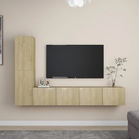 4pcs conjunto de móveis de TV derivados madeira carvalho sonoma