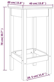 Cadeiras de bar 2 pcs 40x40x78 cm madeira de pinho maciça preto
