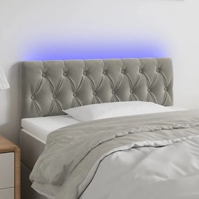 Cabeceira de cama c/ luzes LED veludo 100x7x78/88cm cinza-claro