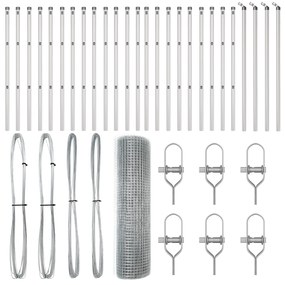 Cerca de Fio Soldado com 13 Postes 0.6x50 m Aço Galvanizado