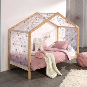 Conjunto Cama infantil de Casa DALLAS 90x200 com cortinados NATURAL