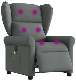 vidaXL Poltrona reclinável de massagens elétrica tecido cinza-escuro